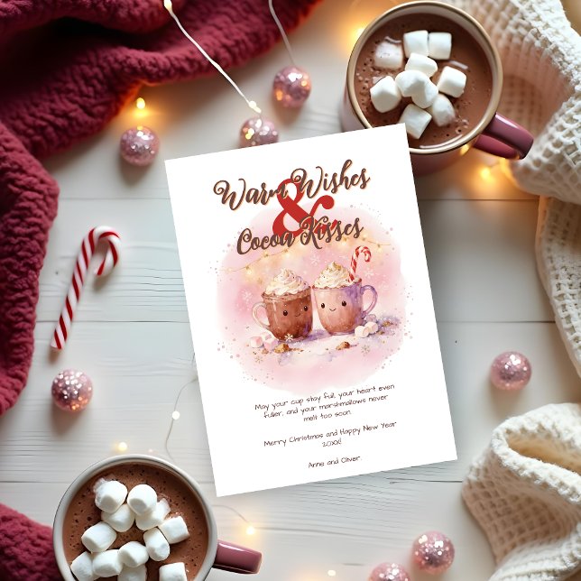 Funny Smiling Mugs of Hot Chocolate Christmas Julkort (Funny Smiling Mugs of Hot Chocolate Christmas Holidays Cards. )