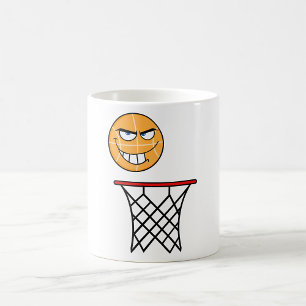 Funny Smirking Basketball Ansikte Dunking Kaffemugg