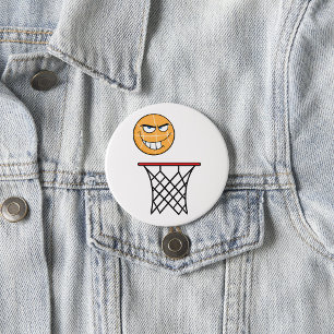 Funny Smirking Basketball Ansikte Dunking Knapp