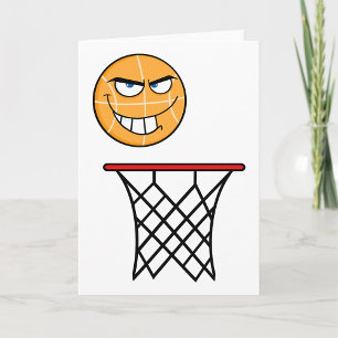 Funny Smirking Basketball Ansikte Dunking Kort