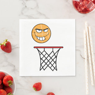 Funny Smirking Basketball Ansikte Dunking Pappersservett