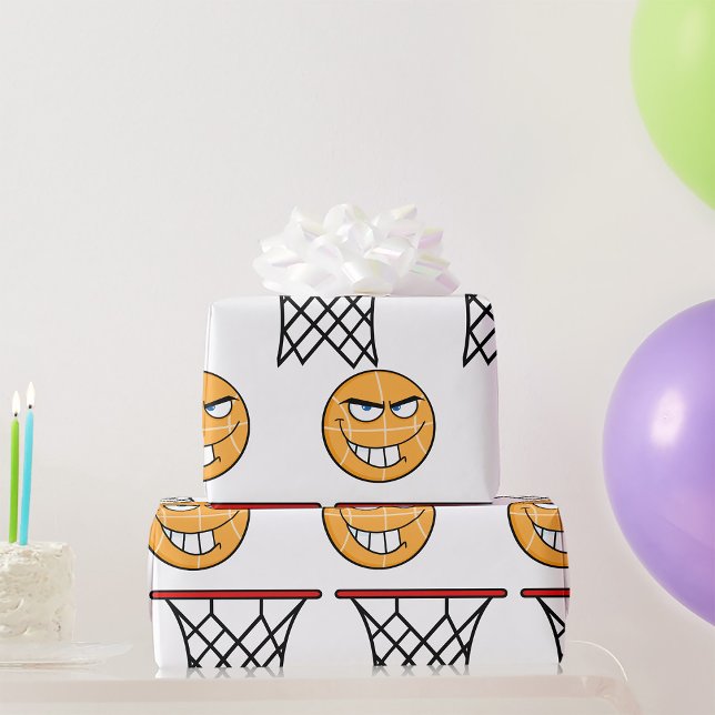 Funny Smirking Basketball Ansikte Dunking Presentpapper (Skapare uppladdad)