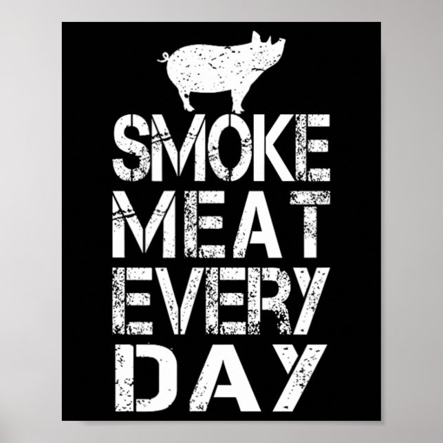Funny Smoke Kött varje dag Pappor Pappa Bbq Manar  Poster (Framsidan)