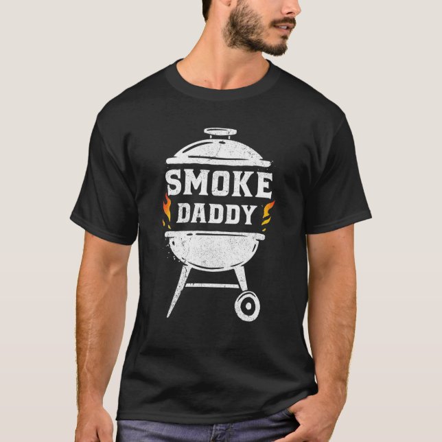 Funny Smoke pappa Kött Smoking BBQ Grill Älskare P T Shirt (Framsida)