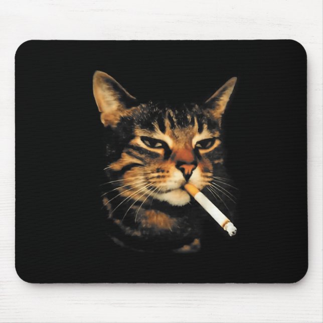 Funny Smoking Cat Cigarette Kitten Meme Stupid Bra Musmatta (Framsidan)