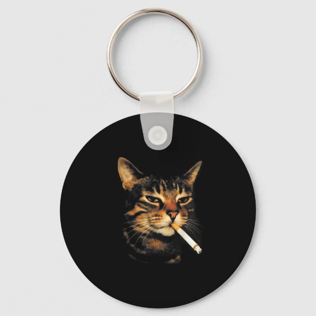 Funny Smoking Cat Cigarette Kitten Meme Stupid Bra Nyckelring (Framsida)