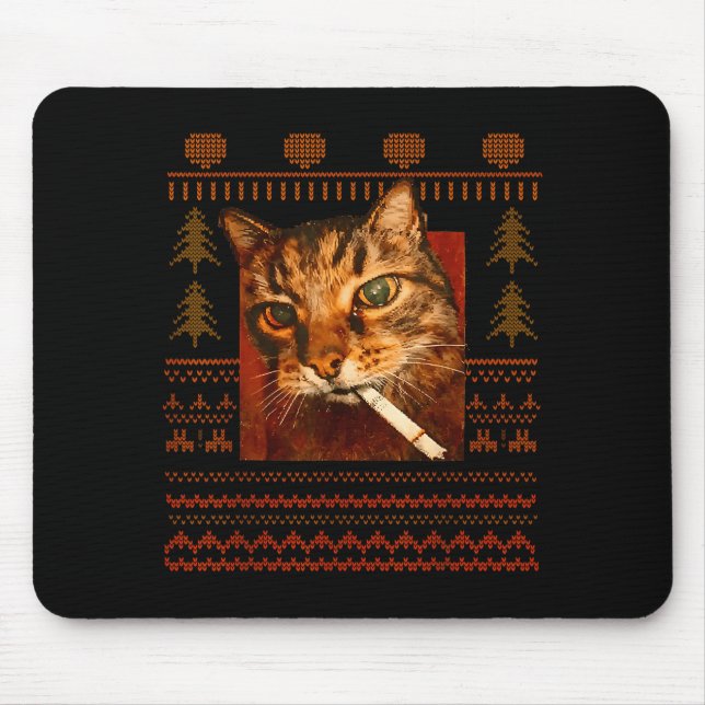 Funny Smoking Cat Meme Christmas Ugly For Men Wome Musmatta (Framsidan)