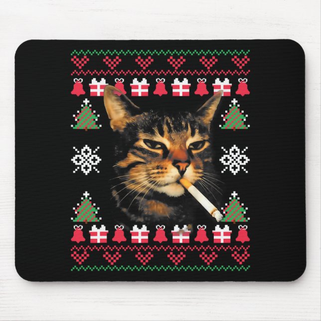 Funny Smoking Cat Meme Ugly Christmas Sweater For  Musmatta (Framsidan)