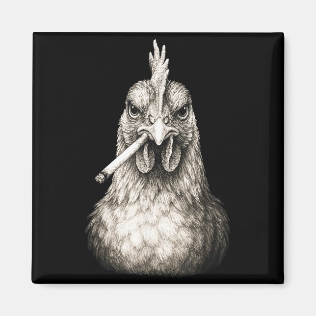 Funny Smoking Chicken Cigarette Gen Z Meme Farm An Magnet (Framsidan)