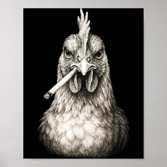 Funny Smoking Chicken Cigarette Gen Z Meme Farm An Poster (Framsidan)