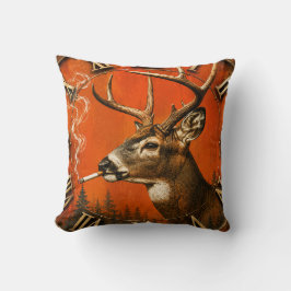 Funny Smoking Deer Rustic Hunting Cabin Kudde