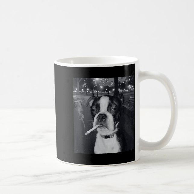 Funny Smoking Dog Meme Cigarette Gen Z Meme Dog Lo Kaffemugg (Höger)