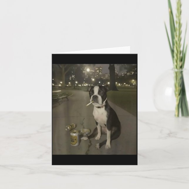 Funny Smoking Dog Meme Cigarette Gen Z Meme Dog Lo Kort (Framsida)