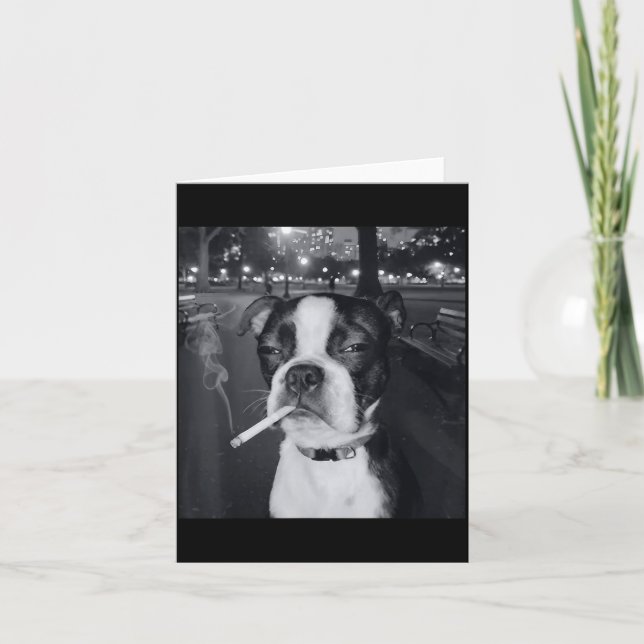 Funny Smoking Dog Meme Cigarette Gen Z Meme Dog Lo Kort (Framsida)