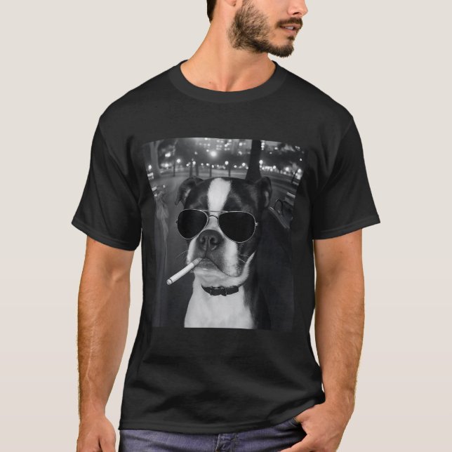 Funny Smoking Dog Meme Cigarette Gen Z Meme Dog Lo T Shirt (Framsida)