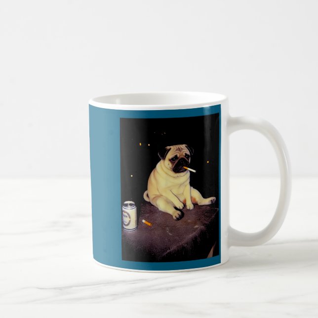 Funny Smoking Dog Pug Meme  Kaffemugg (Höger)