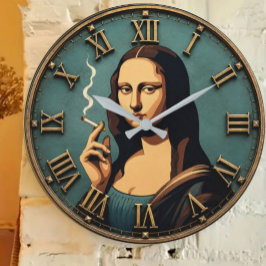 Funny Smoking Mona Lisa Stor Klocka