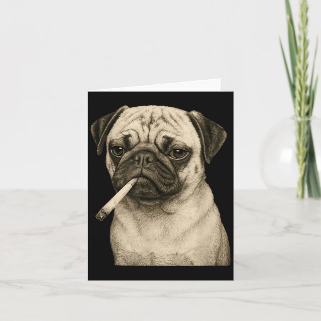 Funny Smoking Pug Dog Cigarette Gen Z Meme Graphic Kort (Framsida)