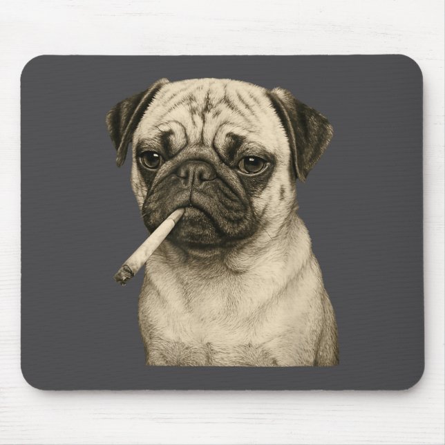 Funny Smoking Pug Dog Cigarette Gen Z Meme Graphic Musmatta (Framsidan)