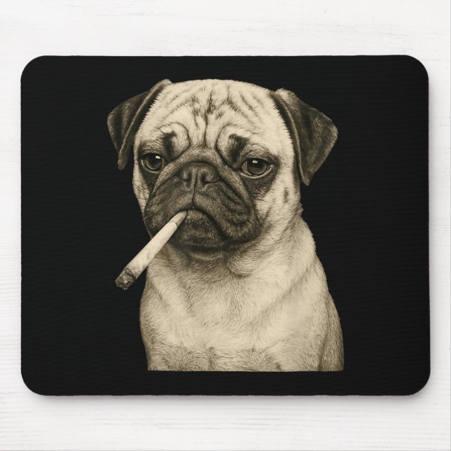 Funny Smoking Pug Dog Cigarette Gen Z Meme Graphic Musmatta (Framsidan)