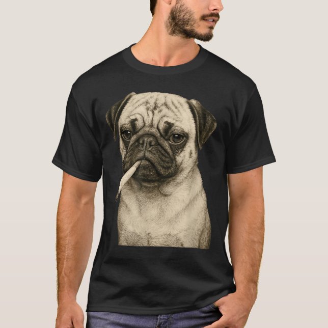 Funny Smoking Pug Dog Cigarette Gen Z Meme Graphic T Shirt (Framsida)