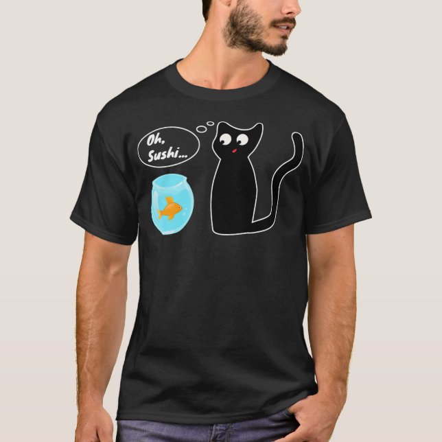Funny Snaccidents Happen - Oh, Sushi Cat Goldfish  T Shirt (Framsida)