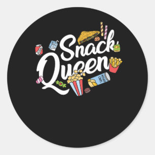 Funny Snack Älskare-design för Women Girls Snack Q Runt Klistermärke