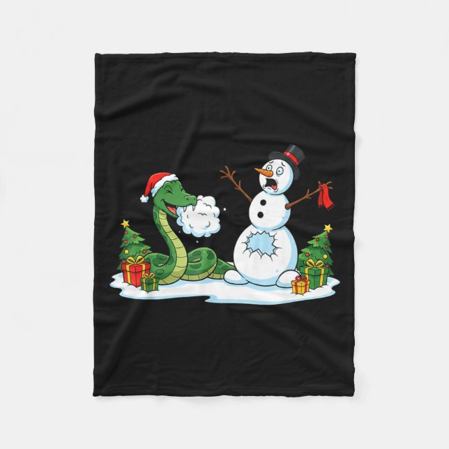 Funny Snake Snowman Christmas Tree Xmas Womens Men Fleecefilt (Framsidan)