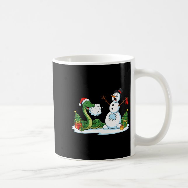 Funny Snake Snowman Christmas Tree Xmas Womens Men Kaffemugg (Höger)