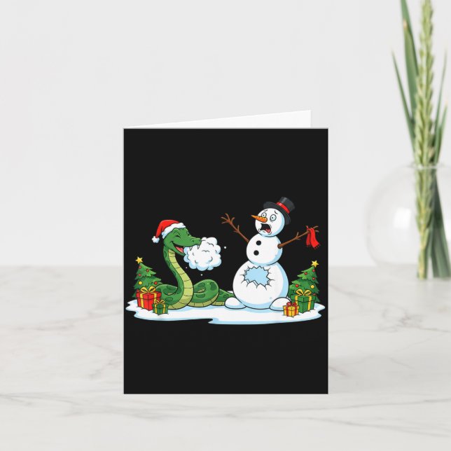 Funny Snake Snowman Christmas Tree Xmas Womens Men Kort (Framsida)