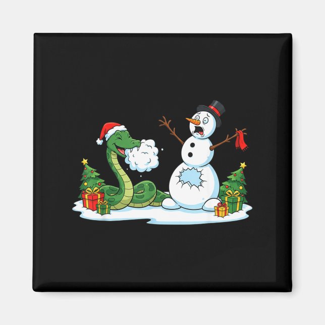 Funny Snake Snowman Christmas Tree Xmas Womens Men Magnet (Framsidan)