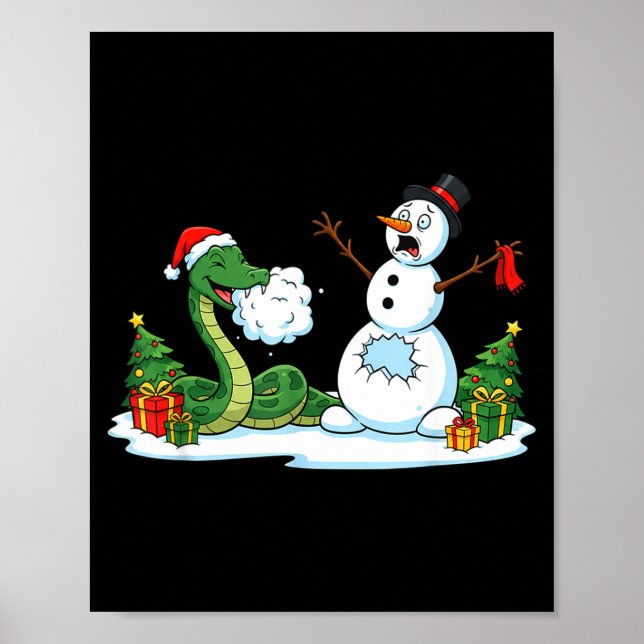 Funny Snake Snowman Christmas Tree Xmas Womens Men Poster (Framsidan)