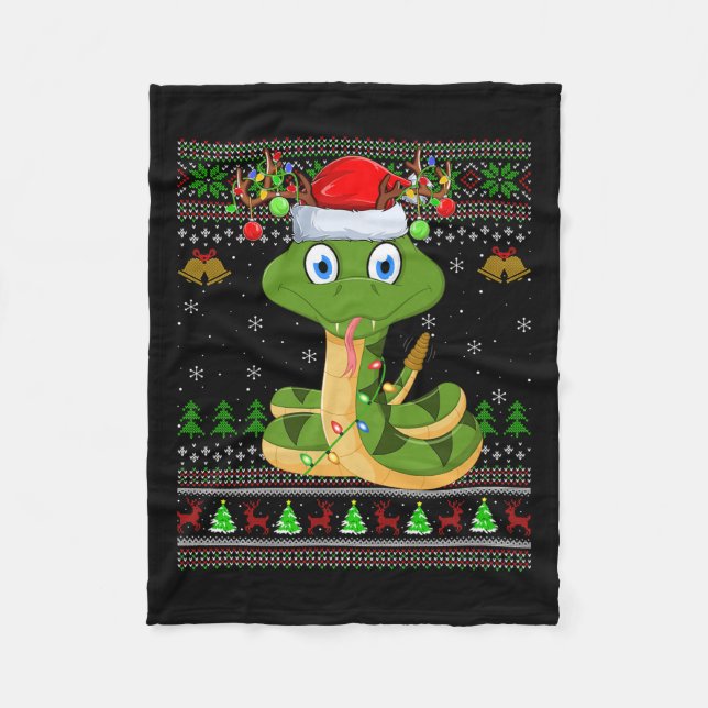 Funny Snake Ugly Christmas Sweaters Holiday Santa  Fleecefilt (Framsidan)