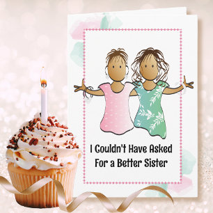 Funny Snarky Sassy Female Tecknad Sister Birthday Kort