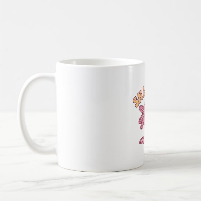 Funny Snaxolotl Axolotl Munching på Potato Chip Kaffemugg (Vänster)