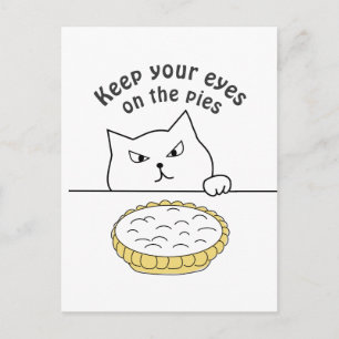 Funny Sneaky Cat efter Cream Paj Vykort