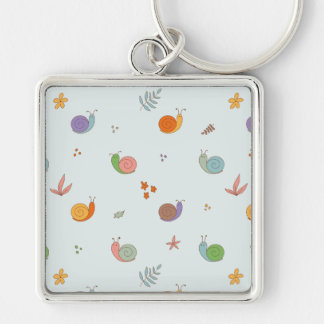 Funny snigel fyrkantig silverfärgad nyckelring