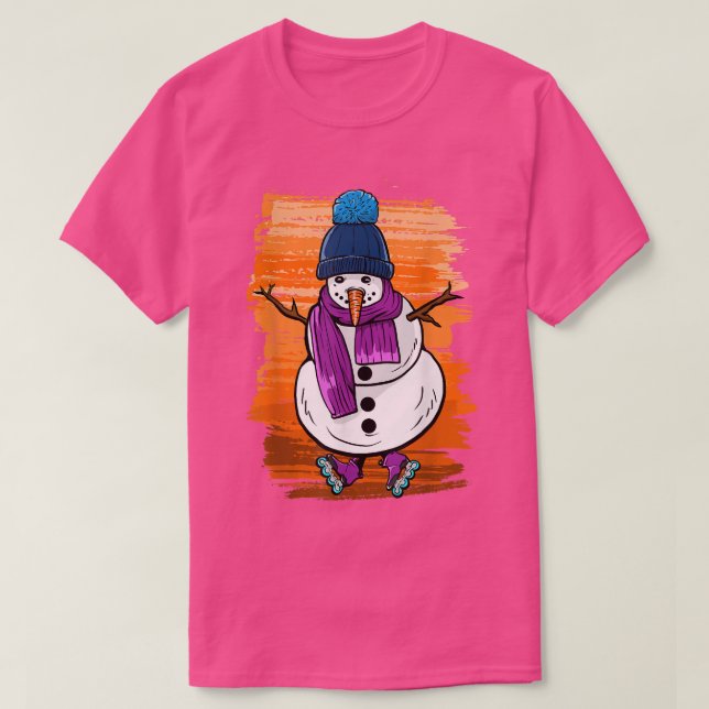 Funny Snö Man med Skates T Shirt (Design framsida)