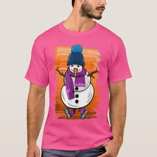 Funny Snö Man med Skates T Shirt