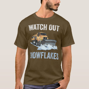 Funny Snö Plow Watch Out Snöflingor Distress GR T Shirt