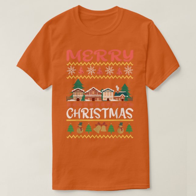 Funny Snö-täckta bostäder God jul T Shirt (Design framsida)