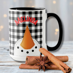 Funny Snögubbe Ansikte Bold Helgdag Gift Personlig Mugg