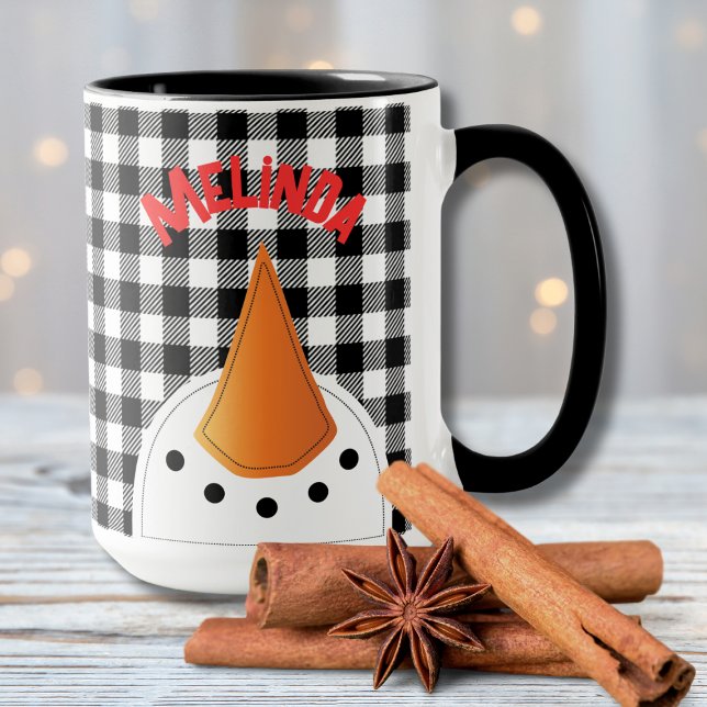 Funny Snögubbe Ansikte Bold Helgdag Gift Personlig Mugg (Skapare uppladdad)