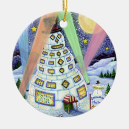 FUNNY SNÖGUBBE HOTEL, NORDIN LJUS och PENGUINER Julgransprydnad Keramik