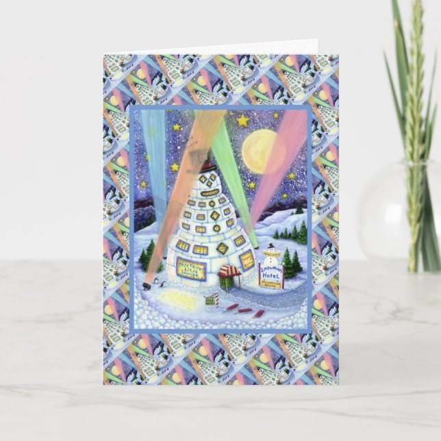 FUNNY SNÖGUBBE HOTEL, NORRA LJUS OCH PENGAR HELGKORT (Framsida)