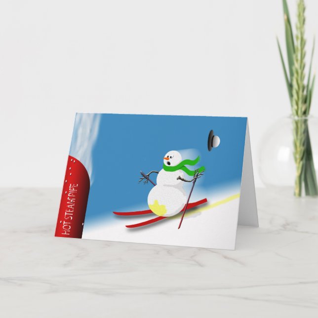 Funny Snögubbe Humor Ski Joke God Helgdag Helgkort (Framsida)