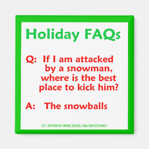 Funny Snögubbe jul Helgdag Pun Humor Magnet