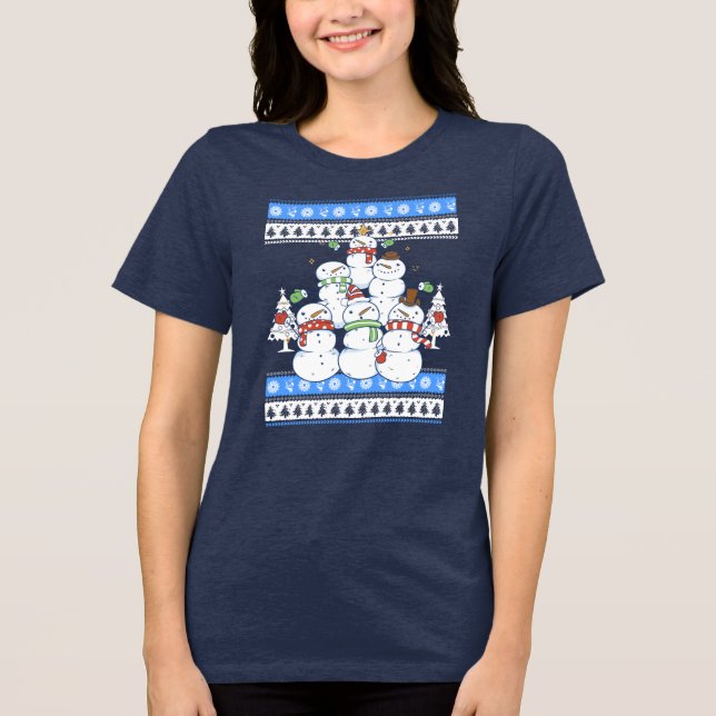 Funny Snögubbe Julgran T Shirt (Framsida)