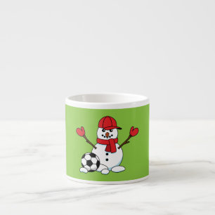 Funny Snögubbe med fotboll Espressomugg