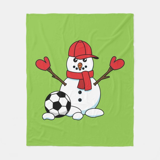 Funny Snögubbe med fotboll Fleecefilt (Framsidan)